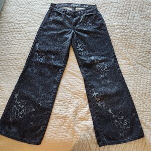 Wide Leg Leopard Print Jeans